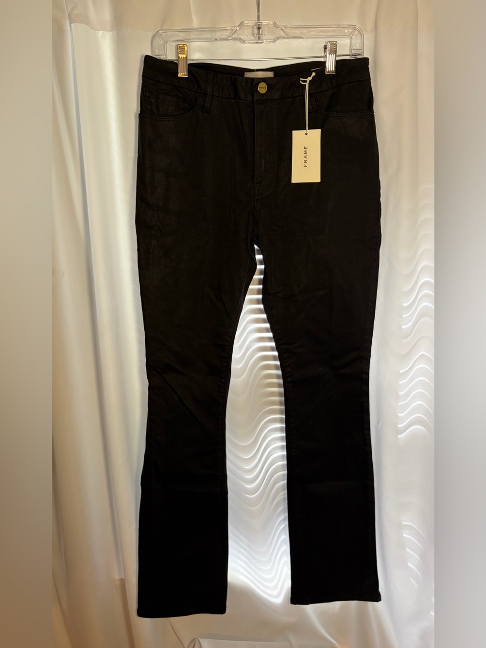 NWT FRAME Le Mini Boot Black Coated Jeans size 30